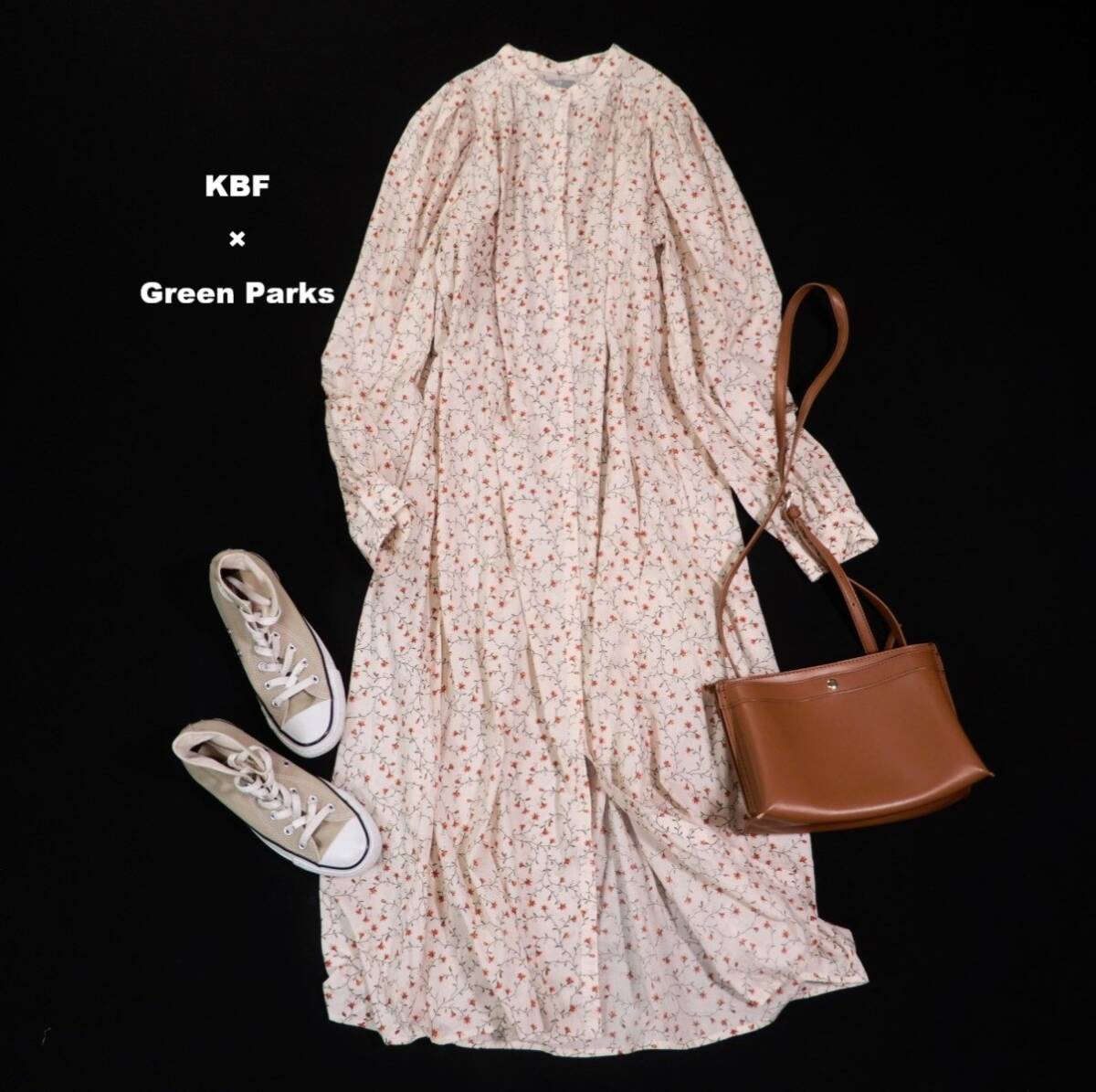 アーバンリサーチ KBF×green parks グリーンパークス 可愛い☆小花柄 コットン シャツ ワンピース拍卖