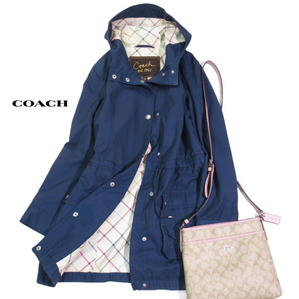 コーチ COACH 使える☆ロゴ入り裏地 フーディー コート XS ゆったり目 拍卖