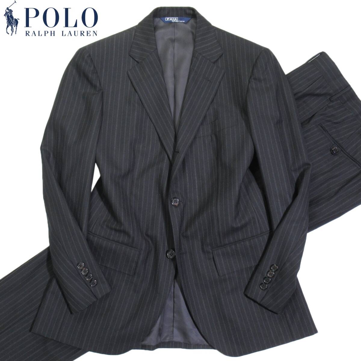 ポロ ラルフローレン Polo Ralph Lauren 上質◆段返り3B ストライプ ウール スーツ A5 M 拍卖