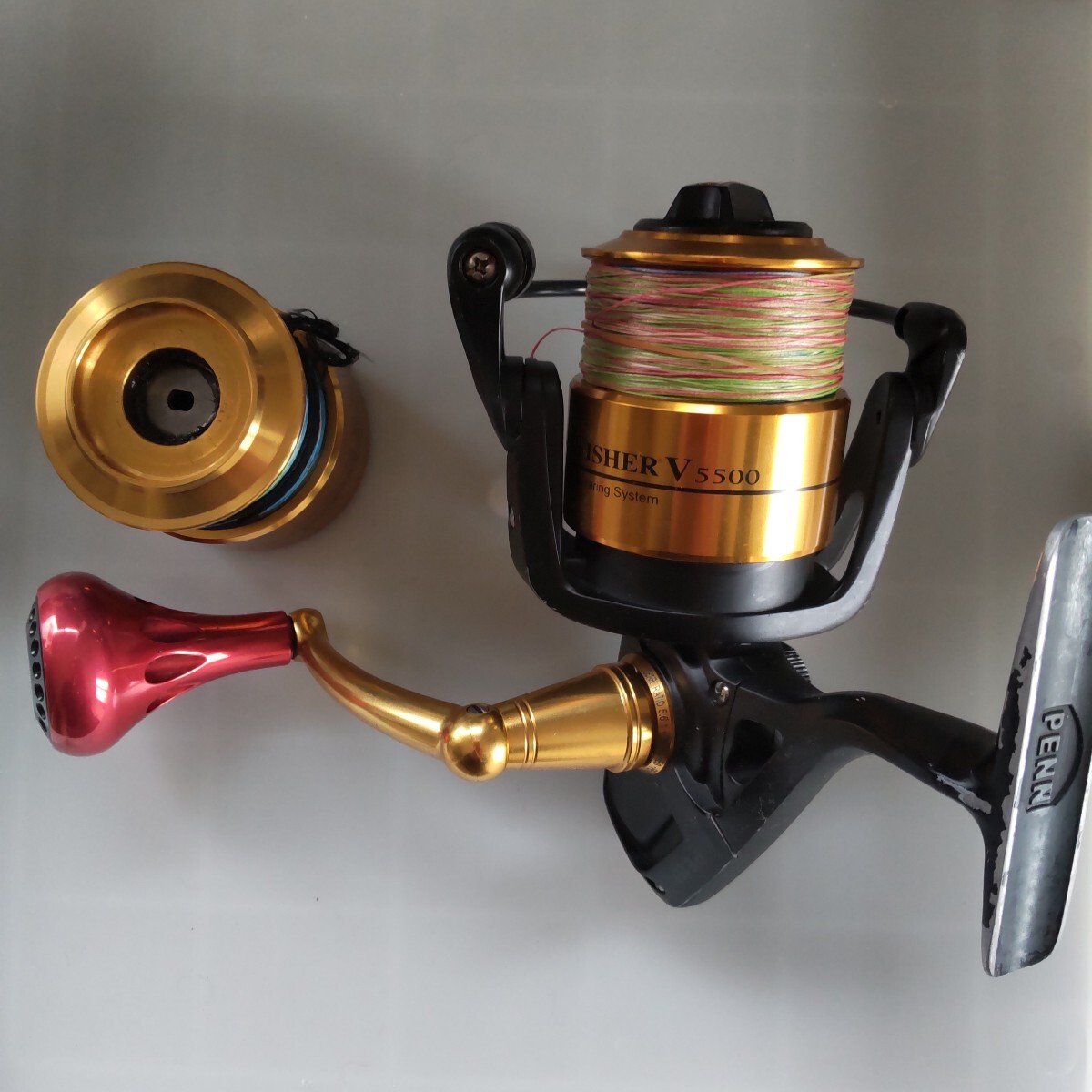PENN SPINFISHER Ⅴ 5500 SSV ペン スピンフィッシャー5 5500 CCM カスタムハンドル スペアスプール付き ジギング キャスティング ヒラマサ拍卖