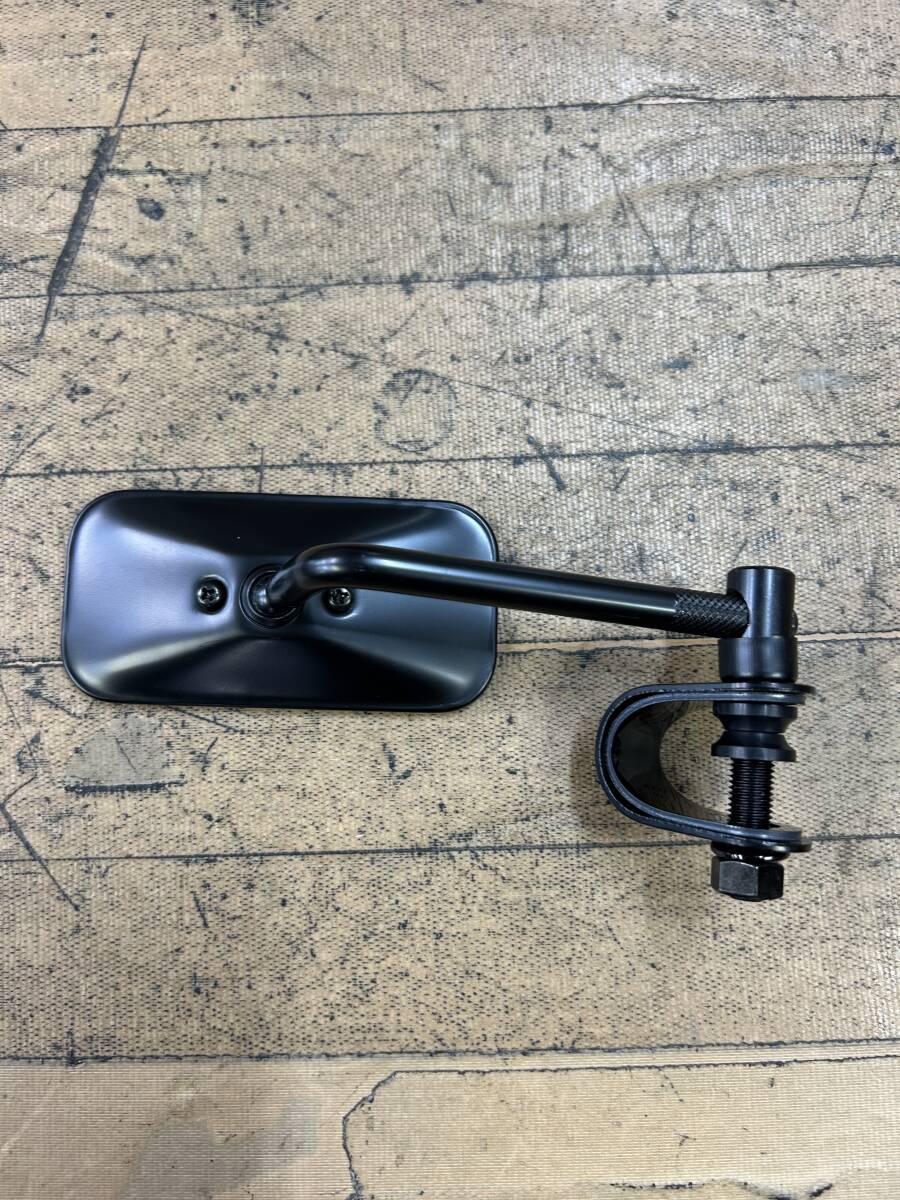 ブラック スクエアミラー クランプ付き クランプオンミラー ハーレーなど 1インチハンドル用拍卖