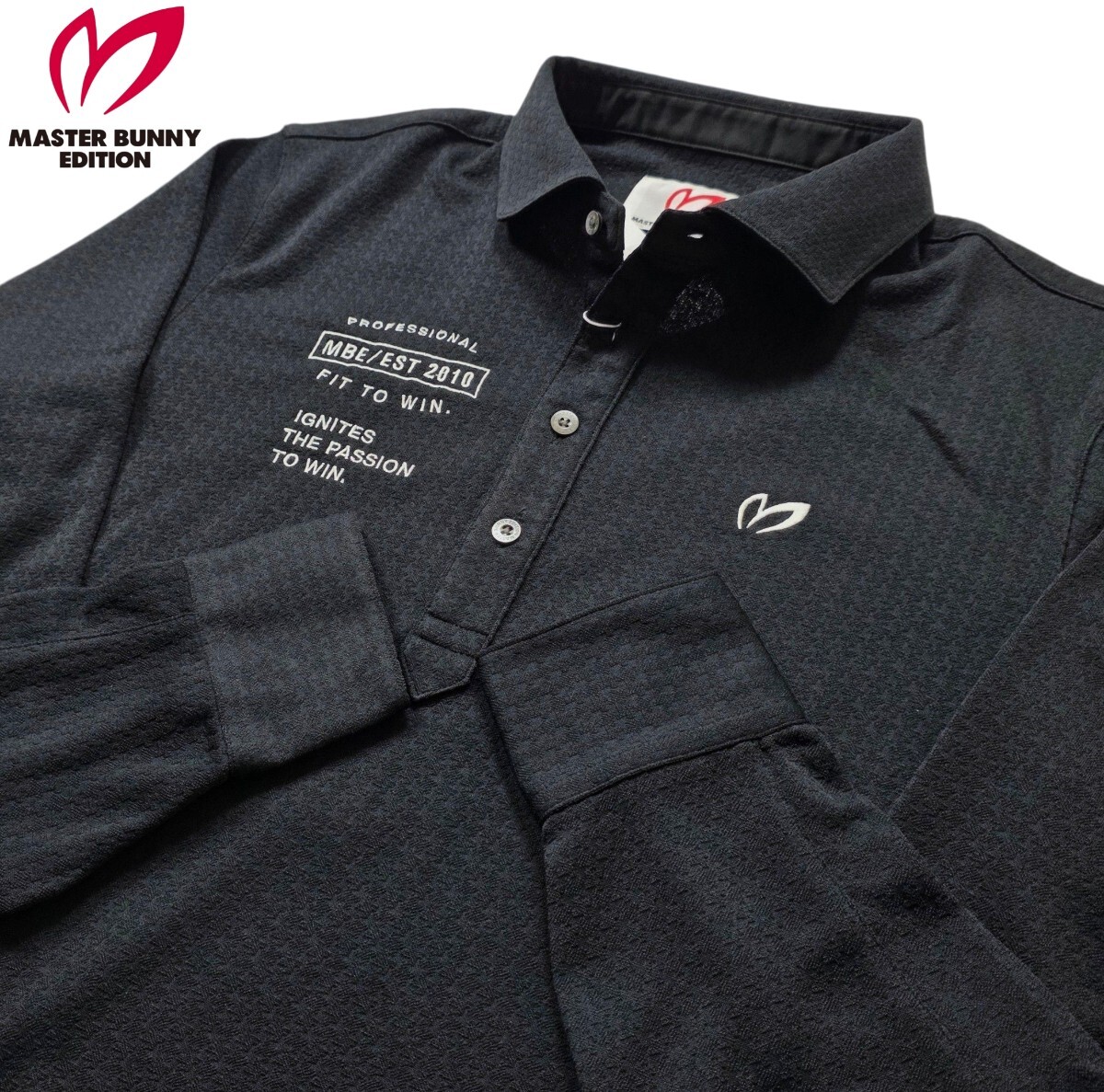 ★新品正規品 PEARLYGATES/マスターバニーエディション 凹凸千鳥ジャガード長袖ポロシャツ 5(L)拍卖