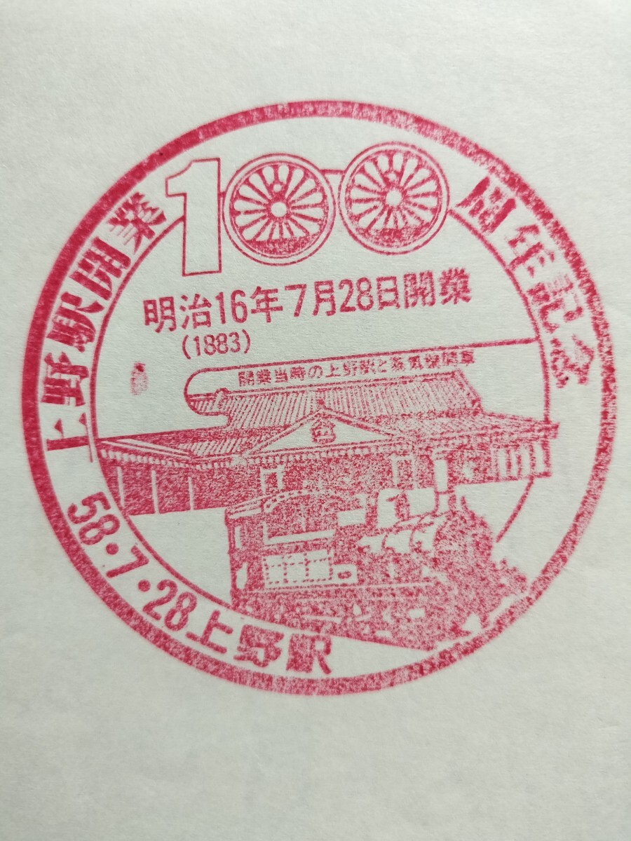 上野駅 駅スタンプ 開業100周年記念 S58拍卖