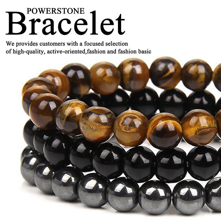 ブレスレット メンズ レディース 天然石 3個セット パワーストーン オニキス 8mm アクセサリー 3連 7986719 (7) 新品 1円 スタート拍卖