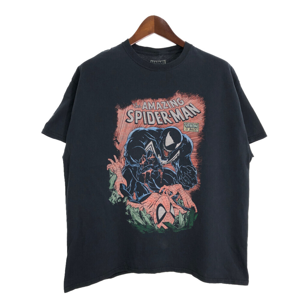 MARVEL マーベル SPIDERMAN スパイダーマン Tシャツ コミックス キャラクター ブラック(メンズ M)中古 古着 U1588拍卖