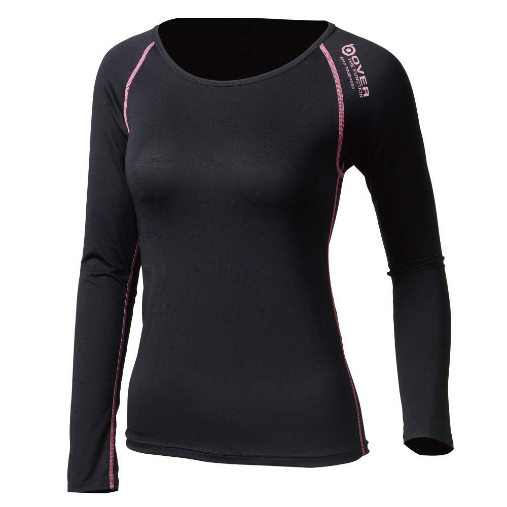 BTアウトラスト ロングスリーブ UVカット クルーネックシャツ S レディース BODY TOUGHNESS おたふく手袋 ブラック 消臭 インナー 長袖拍卖