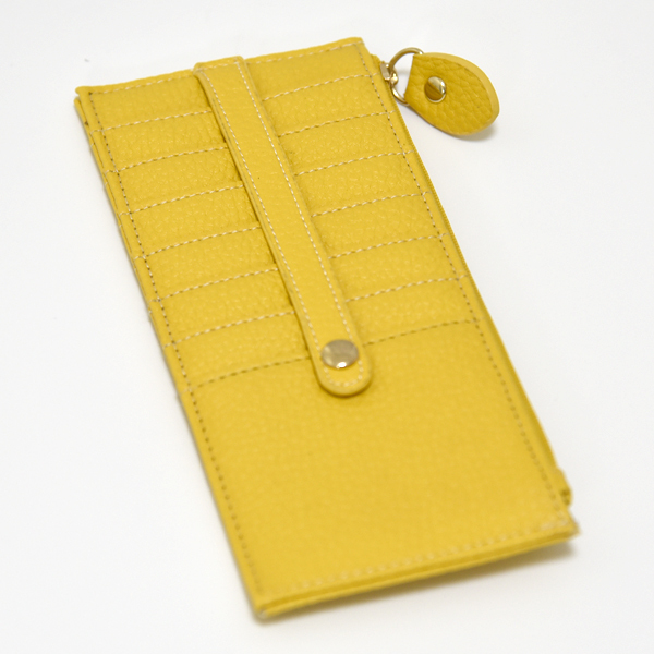 新品 カードケース 薄型 大容量 レディース イエロー 黄色 メンズ スリム フラグメントケース カード入れ レザー 合皮 長財布 収納 未使用拍卖