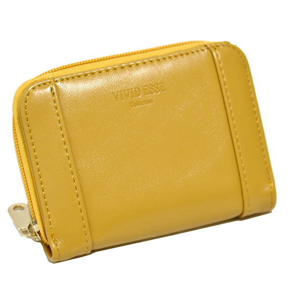 新品 VIVID ESSE 二つ折り財布 ラウンドファスナー レザー 未使用 メンズ レディース 兼用 ヴィヴィッドエッセ イエロー 黄色拍卖