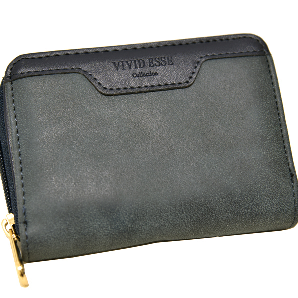 新品 VIVID ESSE ラウンドファスナー スエード 二つ折り財布 レザー 未使用 メンズ レディース ヴィヴィッドエッセ ネイビー ブルー拍卖
