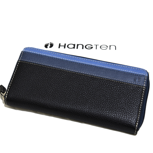 新品 本革 HANGTEN 長財布 ハンテン 牛革 レザー ラウンドファスナー 小銭入れあり 未使用 メンズ ブランド カジュアル ブラック 黒拍卖
