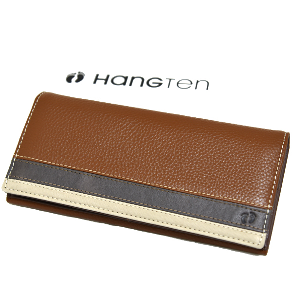 新品 本革 HANGTEN 長財布 ハンテン 牛革 レザー 小銭入れあり 未使用 メンズ ブランド カジュアル ブラウン 茶色 ロングウォレット拍卖