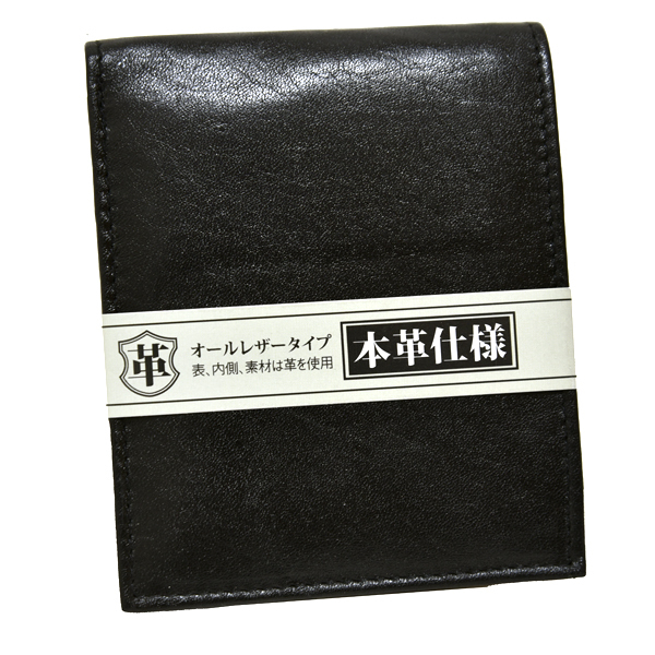 新品 KWS ORIGINAL 本革 フルレザー 二つ折り財布 薄型 ショートウォレット 未使用 メンズ シンプル 牛革 無地 黒 ブラック拍卖