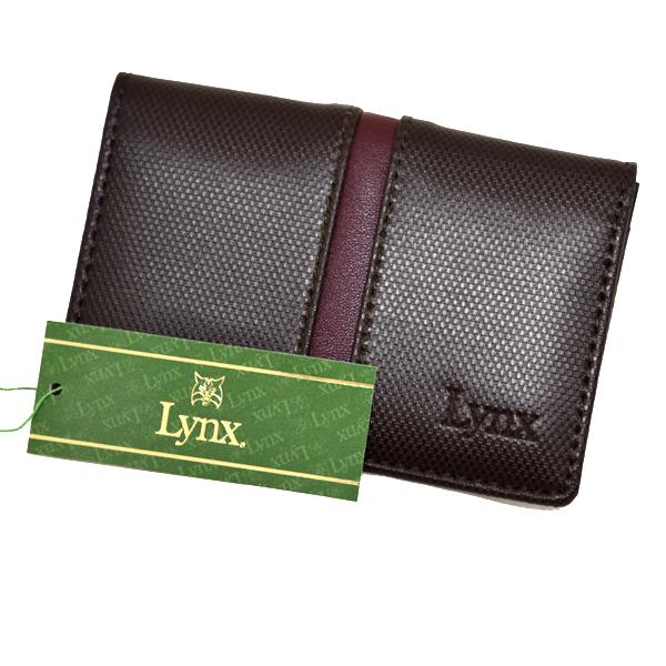 Lynx 本革 カードケース 新品 リンクス 未使用 名刺入れ 牛革 レザー 薄型 二つ折り ブラウン 茶色拍卖