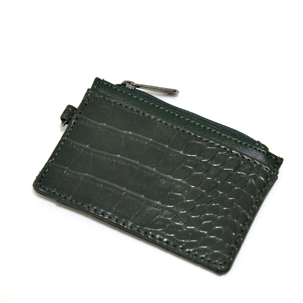 新品 パスケース 多機能ケース 小銭入れ グリーン 緑 財布 Valentino Michelle 未使用 定期入れ レザー クロコ 型押 コンパクトウォレット拍卖