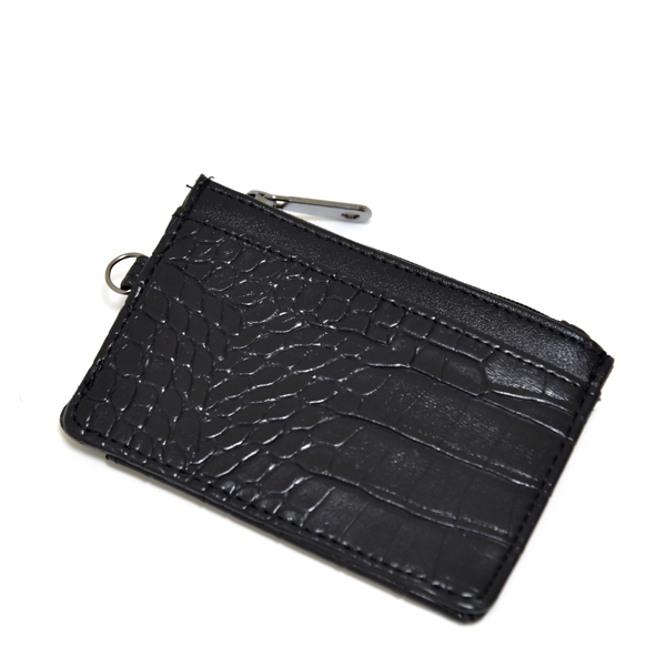 新品 パスケース 多機能ケース 小銭入れ ブラック 財布 Valentino Michelle 未使用 定期入れ レザー クロコ 型押し コンパクトウォレット拍卖
