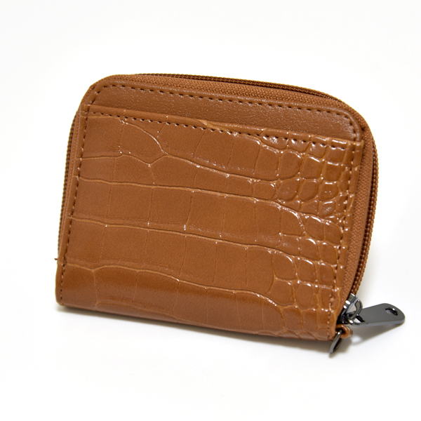 新品 小銭入れ ブラウン 茶色 財布 Valentino Michelle 未使用 レザー カードケース クロコ 型押し 二つ折り コンパクトウォレット拍卖