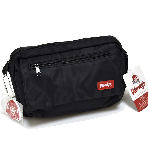 新品 Wendy's ショルダーバッグ ナイロン ブラック ウェンディーズ メッセンジャー ポーチ かばん 黒 未使用 レディース メンズ 斜め掛け拍卖