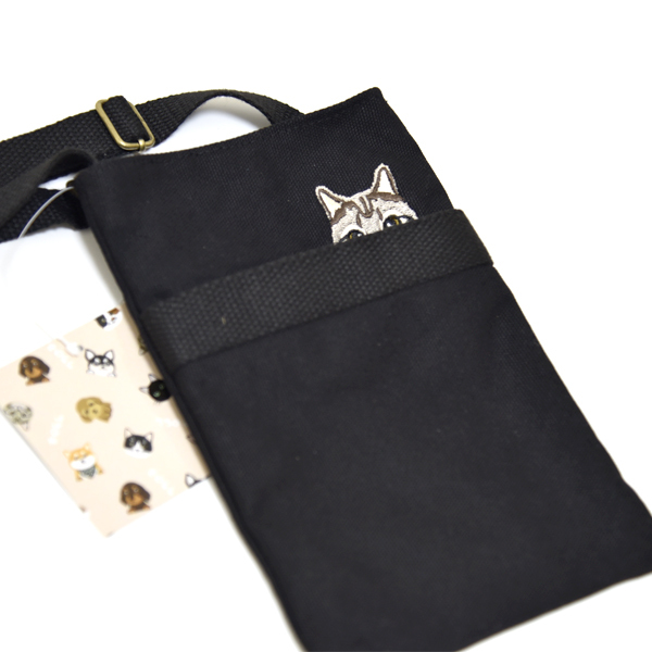 新品 うちの子 ポシェット ブラック 黒 ミニショルダーバッグ 猫 刺繍 ネコ 動物 かわいい ショルダーポーチ レディース 斜めがけ アニマル拍卖