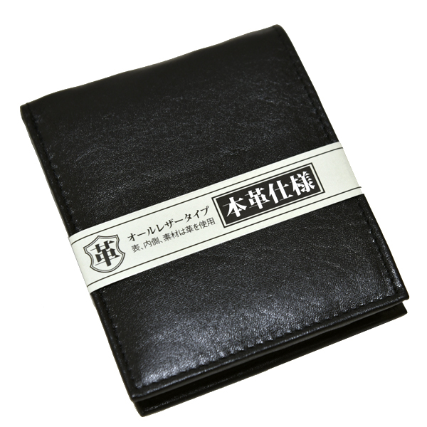新品 本革 フルレザー 二つ折り財布 薄型 ブラック ショートウォレット KWS 未使用 メンズ シンプル 牛革 黒拍卖