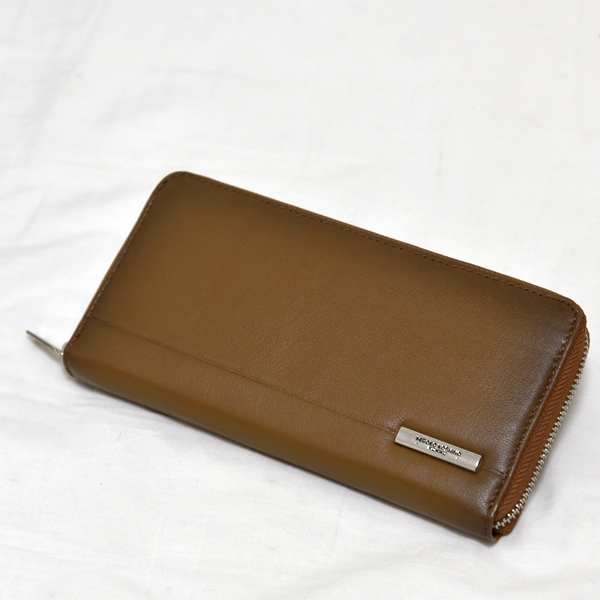 HIROKO KOSHINO HOMME 本革 メンズ ブラウン 長財布 ラウンドファスナー コシノヒロコ シープレザー 小銭入れあり 茶色 男性用拍卖