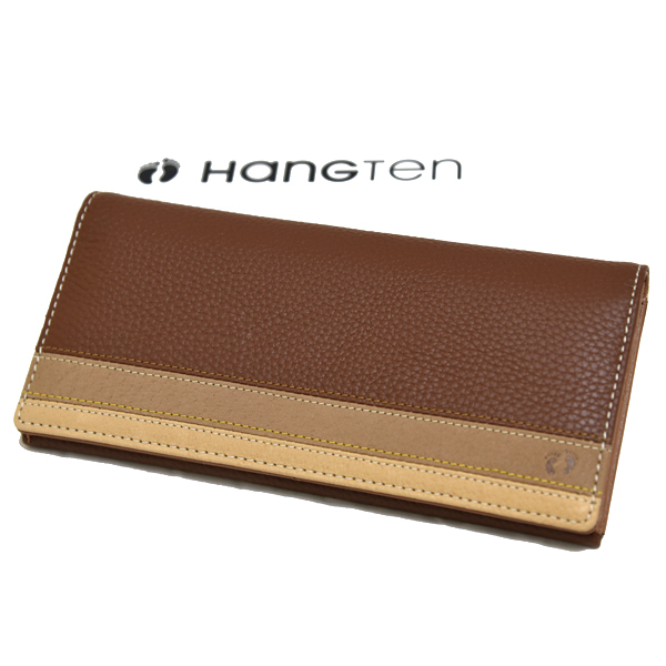 新品 本革 HANGTEN 長財布 ハンテン 牛革 レザー 小銭入れあり 未使用 メンズ ブランド カジュアル ブラウン 茶色拍卖