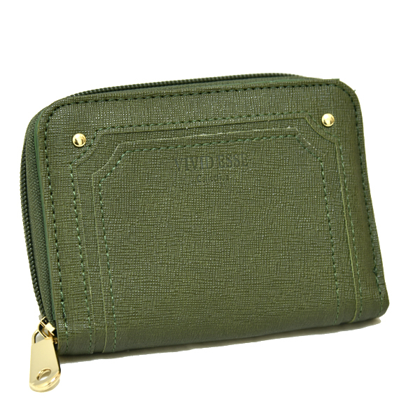 新品 二つ折り財布 VIVID ESSE レザー ラウンドファスナー 未使用 レディース ミニウォレット ヴィヴィッドエッセ 緑 グリーン拍卖