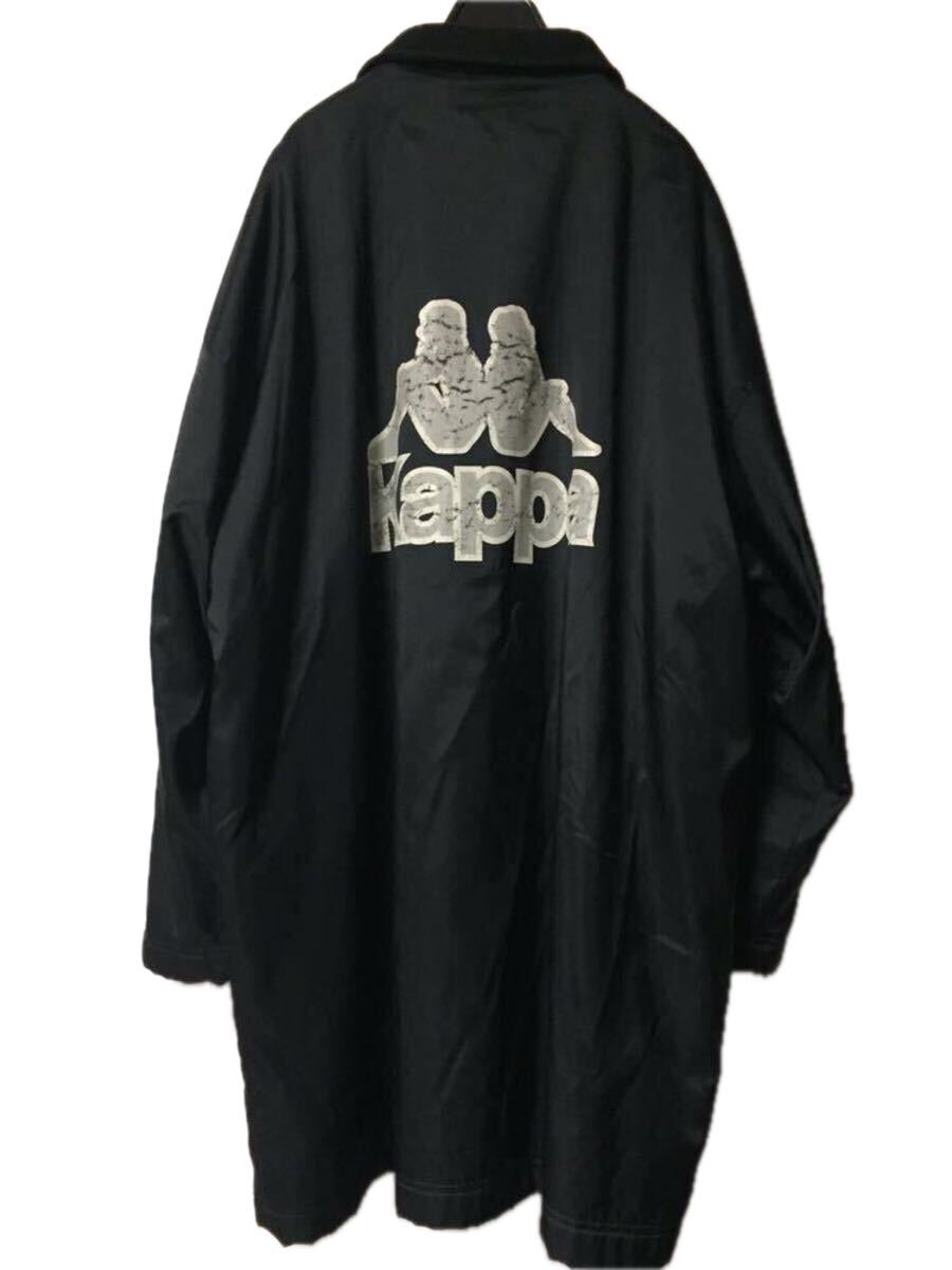 Kappa オールド 襟リブ コーチジャケット オーバーサイズ 黒 ナイロン ブルゾン 袖ロゴ ハーフコート 裏地フリース 拍卖