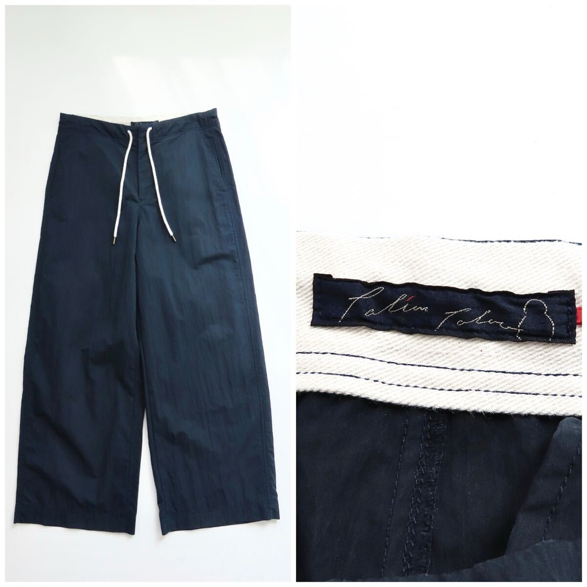 23年 Pal'las Palace パラスパレス コットンナイロンワイドパンツ 3 L ネイビー系 ウエストドローコード ボトムス カジュアルパンツ拍卖