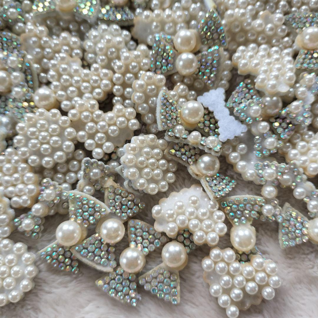 デコパーツ リボン ハート デコレーションパーツ プラパーツ パール 材料 材料拍卖