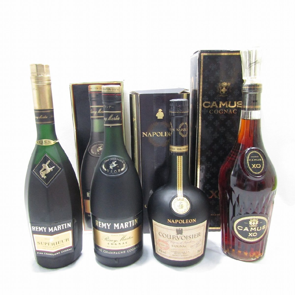 1円スタート 未開栓 レミーマルタン VSOP スペリオール カミュXO ロングネック クルボアジェ ナポレオン コニャック ブランデー 4点set拍卖