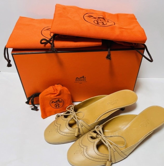 HERMES エルメス ミュール パンプス レザー レディース 37 23.5㎝ 直営品 新品未使用拍卖