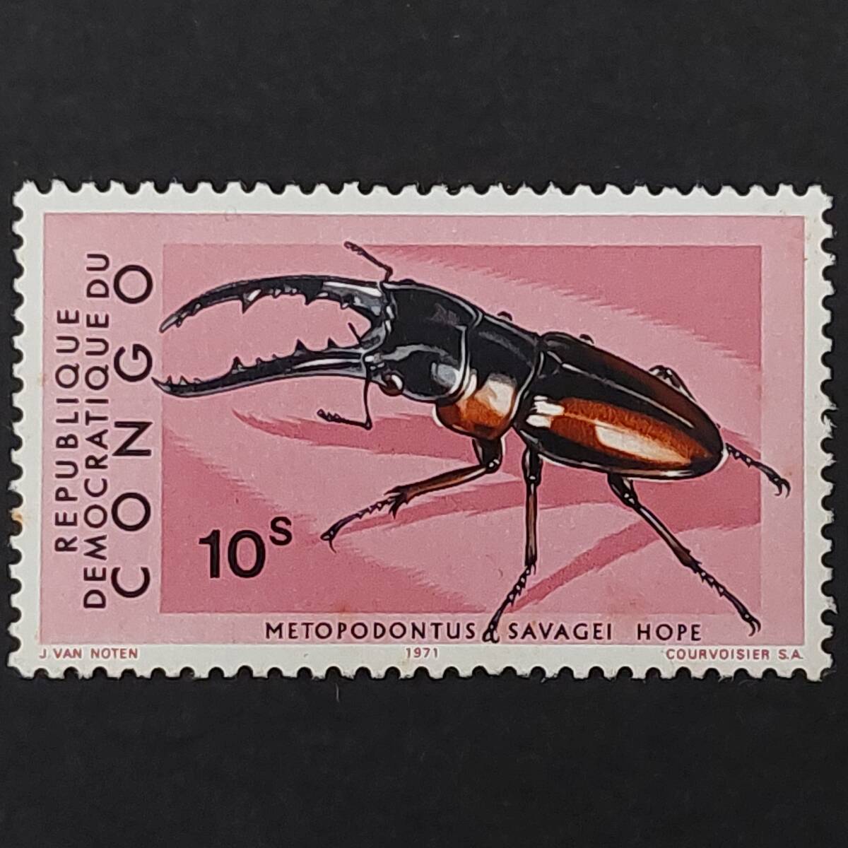 L053 コンゴ民主共和国切手「アフリカ アカクワガタのデザイン切手」1971年発行 未使用拍卖