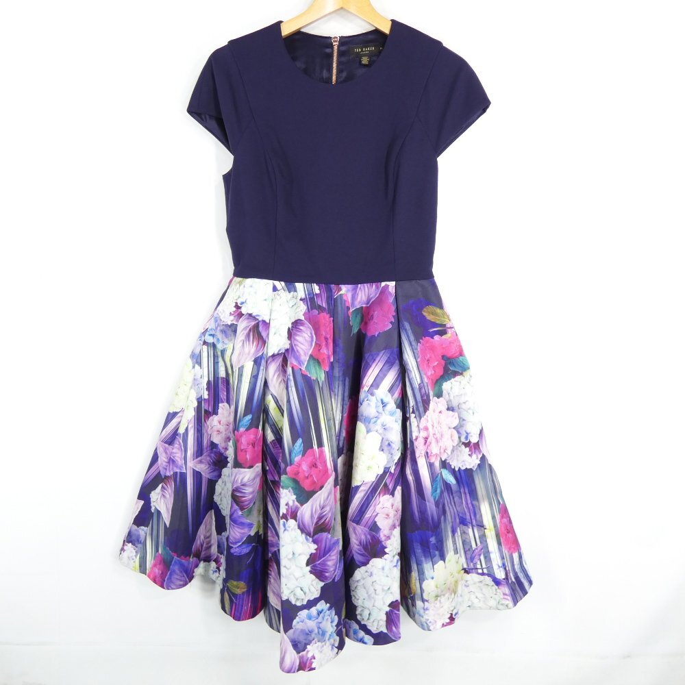 Ted Baker テッドベーカー Aライン フレアワンピース Size 2#1006088 レディース きれいめ カジュアル拍卖