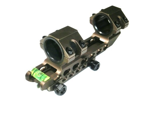 肉抜き ワンピース ダブルリング 直径 25mm 30mm スコープ マウントリング 水平器付 新品 DE2 ダークアース2 オフセット マウント拍卖