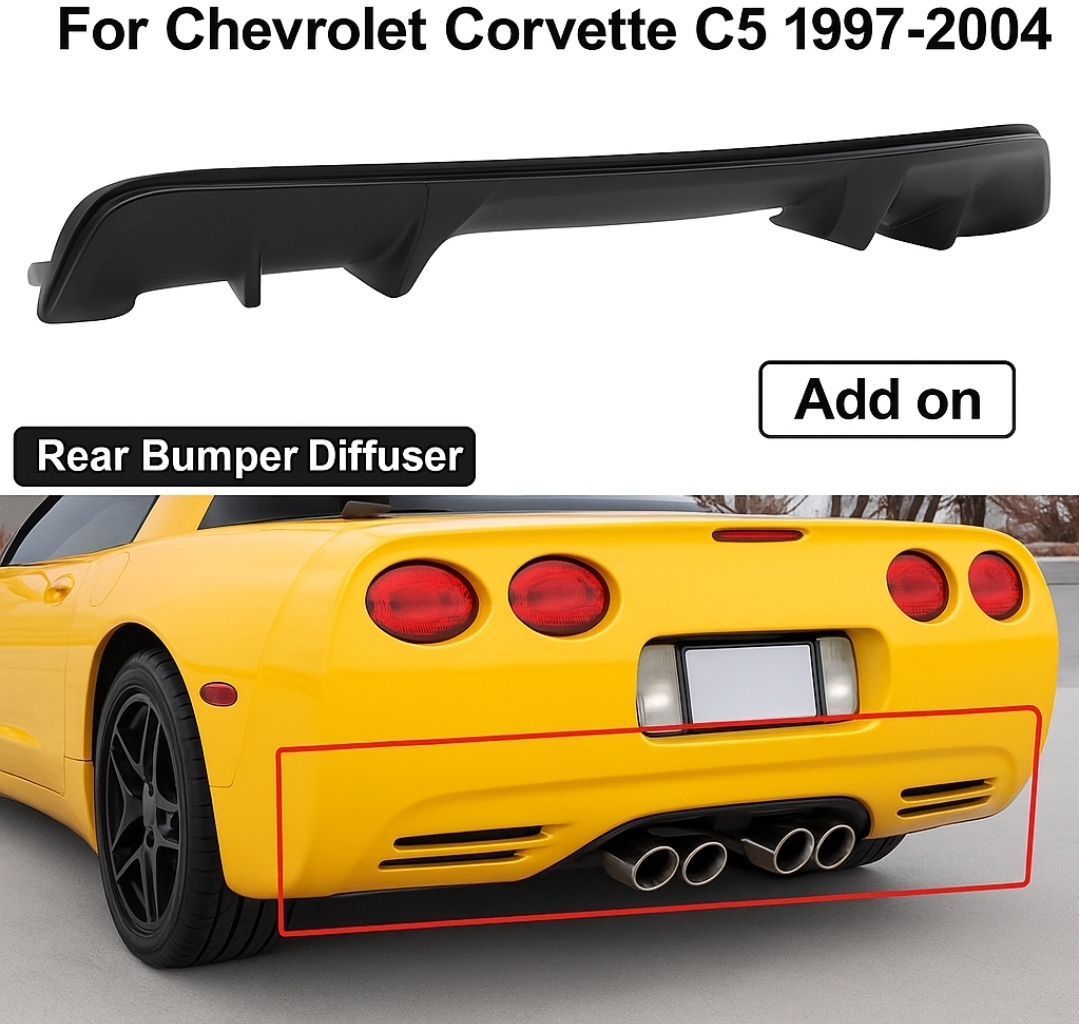 ③CHEVROLET シボレー コルベット C5 1997-2004 リアバンパーディフューザー マットブラック ボディキッドスポイラー カーアクセサリー拍卖