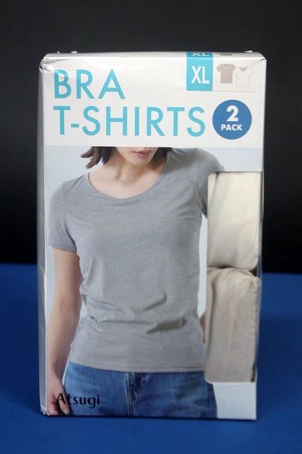 アツギ カップ付Tシャツ 2枚組 サイズXL アイボリー/ベージュ ATSUGI メッシュ素材★送料600円拍卖