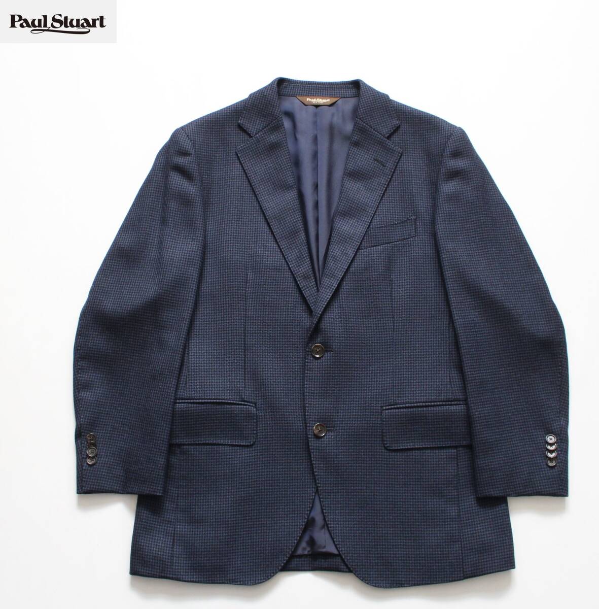 【 Paul Stuart ポールスチュアート 】千鳥格子 ウール 2B ジャケット A4 90-78-165 ネイビー 4NE23-351-29 三陽商会 テーラード拍卖