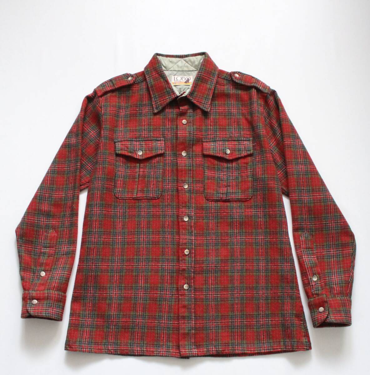 【 LOBO by Pendleton ロボ バイ ペンドルトン 】チェック 起毛ウール 長袖シャツ L エポレット ヴィンテージ オールド古着 アメリカ製拍卖