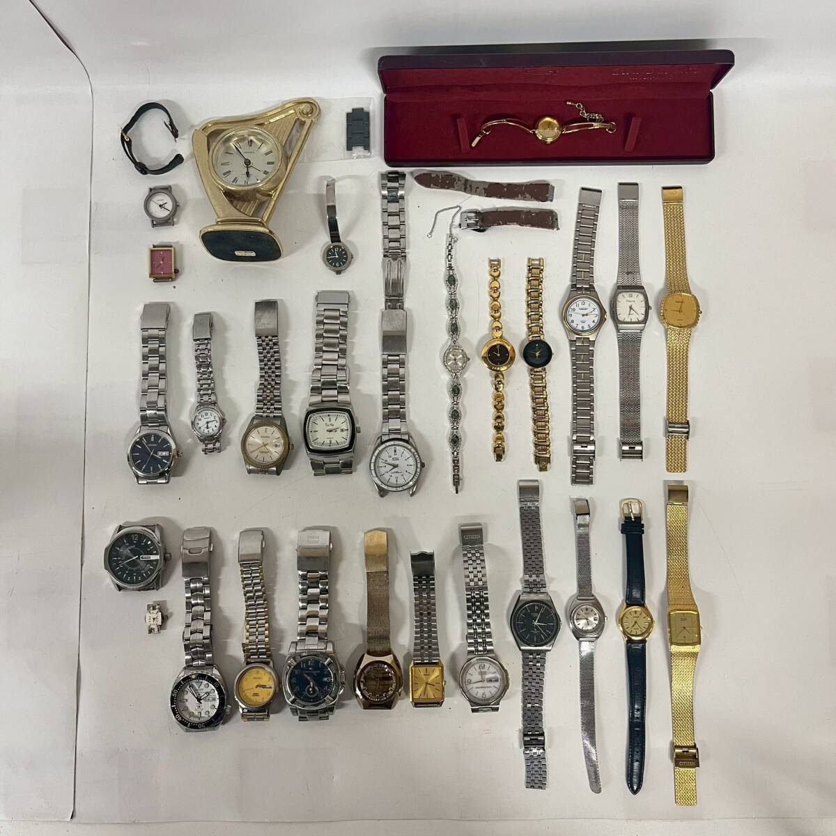 1円~【28点】時計 まとめ売り CITIZEN SEIKO TOMMY DIESEL TECHNOS JMSDF 等 クォーツ ソーラー 自動巻き 手巻き K101357拍卖