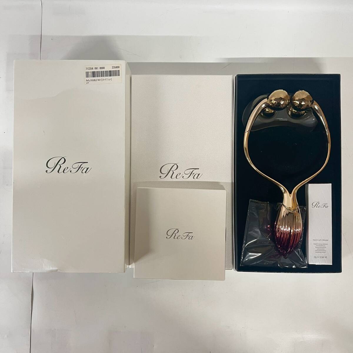 1円~【現状保管品】リファ ReFa ダブルレイ DOUBLE RAY レッド 美顔器 フェイスローラー 付属品あり ZS拍卖