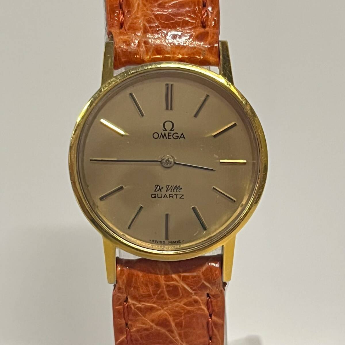 1円~【動作未確認】オメガ OMEGA デビル De Ville Ref.591.0044 Cal.1351 クォーツ レディース腕時計 ゴールド文字盤 ラウンド 2石 K130436拍卖