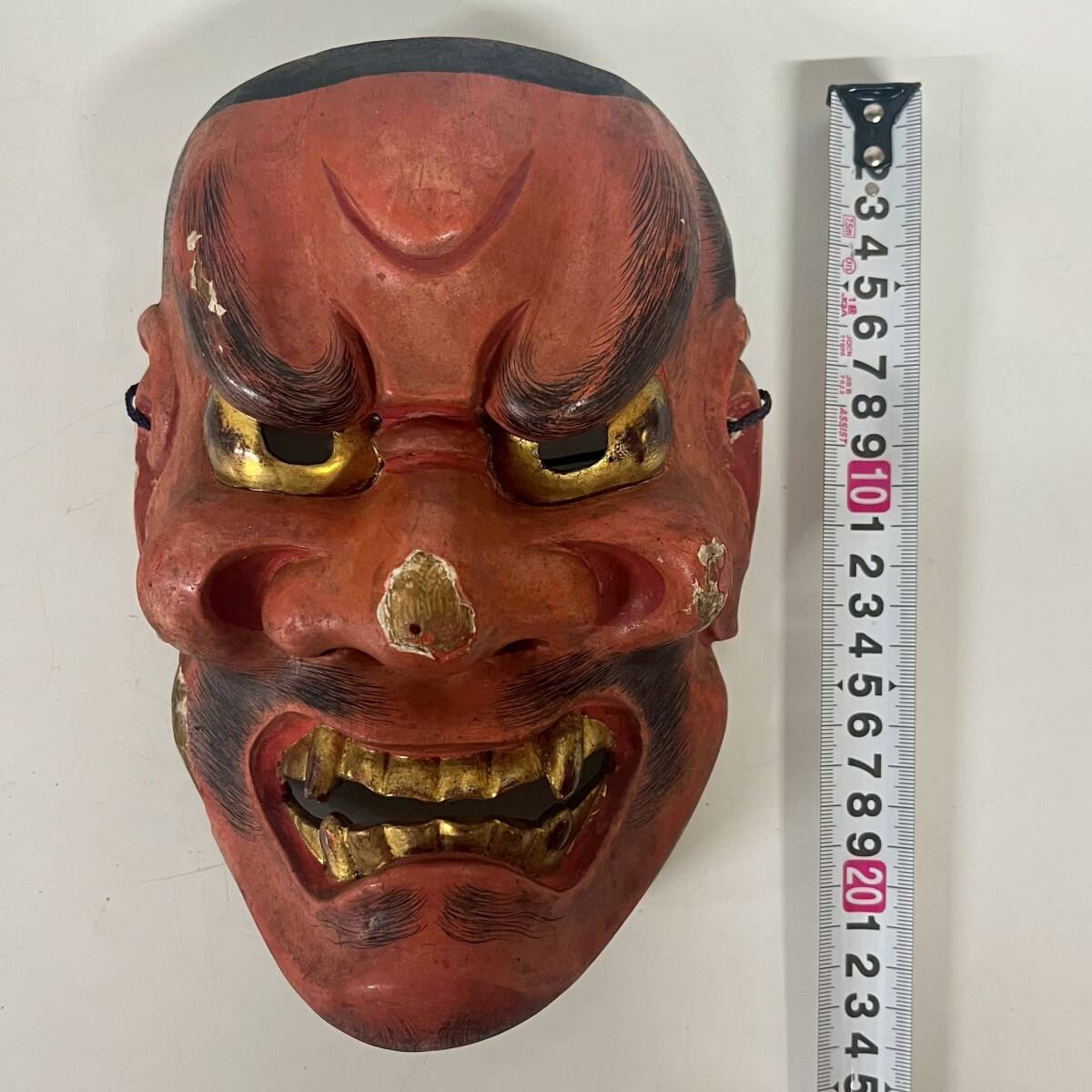 1円~【コレクター放出品】日本 美術品 木彫 鬼神面 能面 能楽 狂言 神楽 お面 伝統工芸 伝統芸能 縦約22cm 横約16cm ZS拍卖