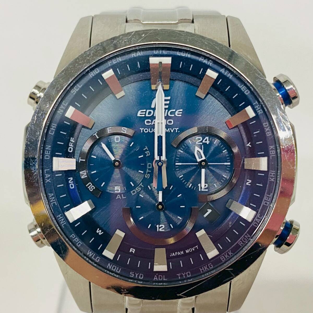 1円~【動作未確認】カシオ CASIO エディフィス EDIFICE EQW-T630J タフソーラー メンズ腕時計 ブルー文字盤 クロノグラフ K152026拍卖