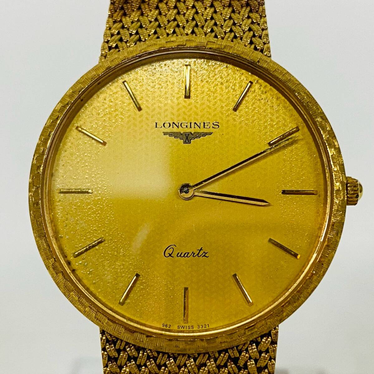 1円~【動作未確認】ロンジン LONGINES Ref.3321 Cal.L962.2 クォーツ メンズ腕時計 ゴールド文字盤 ラウンド 2針 5石 K101283拍卖
