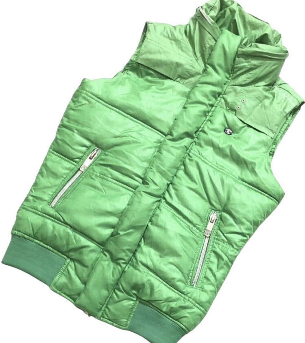 ■ G-STAR RAW ジースター ロウ ■ ロゴ 金具 ラベル 中綿入り フルジップ アップ ベスト ライトグリーン XS拍卖