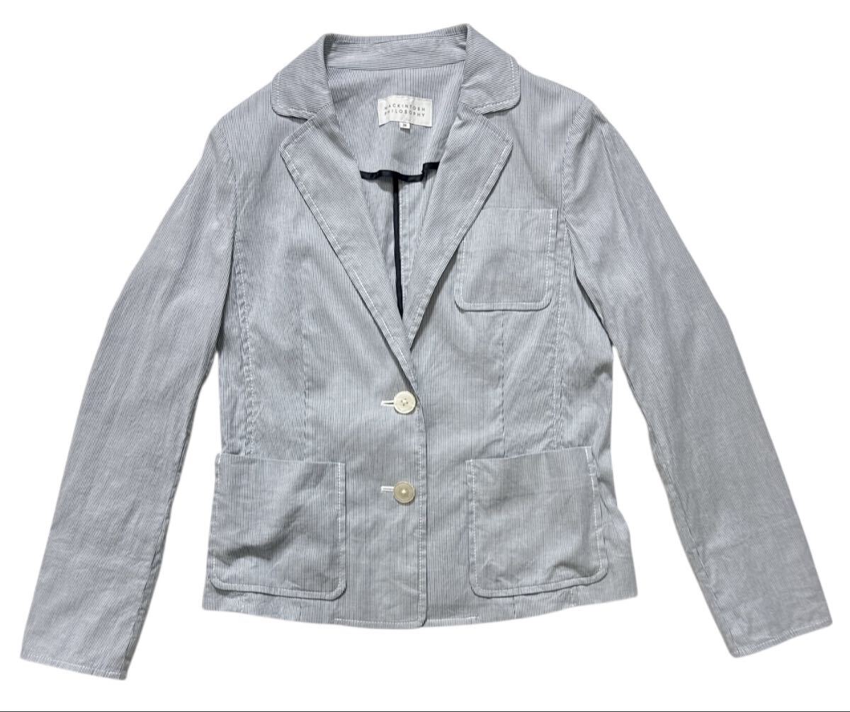 ▲ MACKINTOSH PHILOSOPHY マッキントッシュ フィロソフィー ▲ ヒッコリー ストライプ織柄 2釦 ストレッチ ブレザー ジャケット 36拍卖