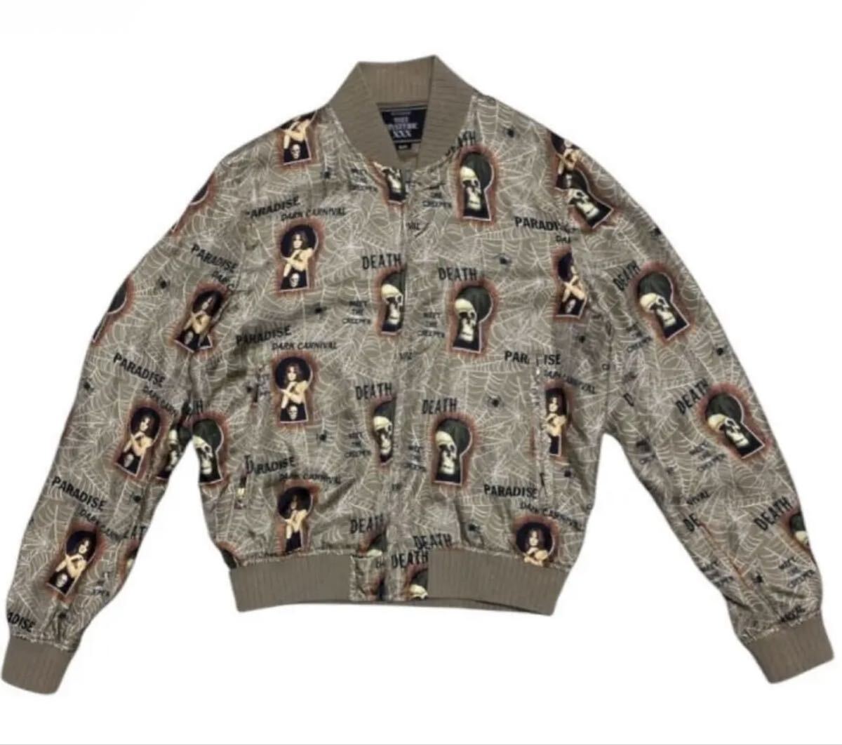 ▲ THEE HYSTERIC XXX ヒステリック トリプルエックス ヒステリックグラマー ▲ スカル×ガール スパイダー総柄 シルク ボンバージャケット拍卖