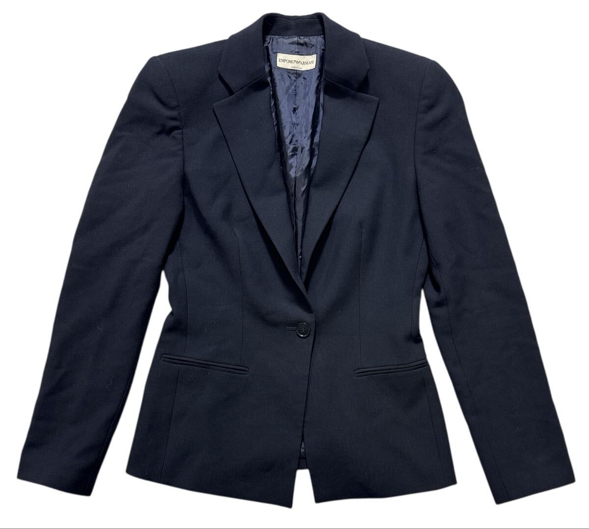 ▲ EMPORIO ARMANI エンポリオ アルマーニ ▲ 1釦 ウール ブレザー ジャケット ネイビー 48拍卖