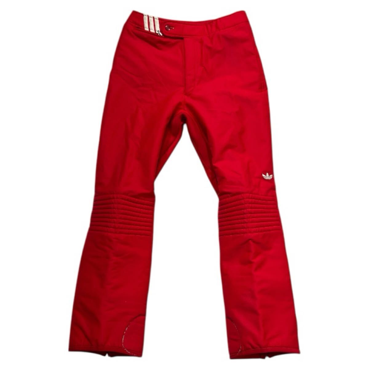 80s ヴィンテージ ■ adidas アディダス ■ トレフォイル ロゴ 刺繍 ワッペン スリーライン 中綿入 ナイロン パンツ レッド 79L拍卖