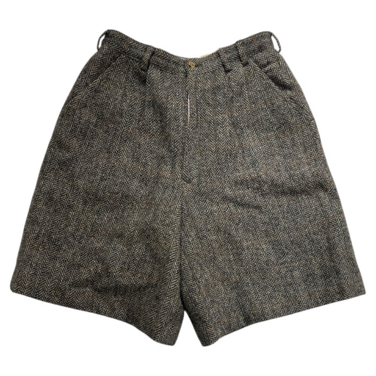 ■ Mademoiselle NON NON×Harris Tweed マドモアゼルノンノン×ハリスツイード パパス ■ ツイード織 ウール ショートパンツ グレー系 M拍卖
